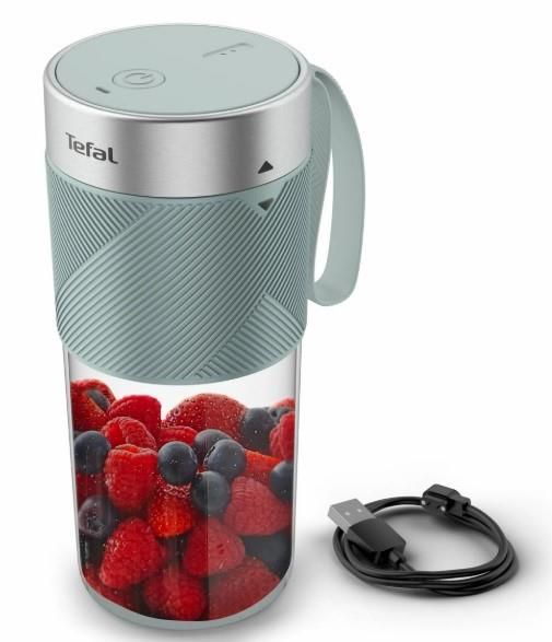 Блендер Tefal Lightmix портативний для смузі, чаша-300мл, USB, тритан, зелений