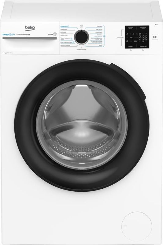Пральна машина Beko фронтальна, 8кг, 1000, A, 55см, дисплей, інвертор, пара, білий