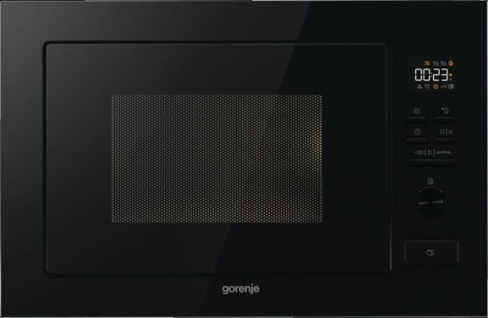 Мікрохвильова піч Gorenje вбудовувана, 25л, електр. управл., 900Вт, гриль, дисплей, чорний