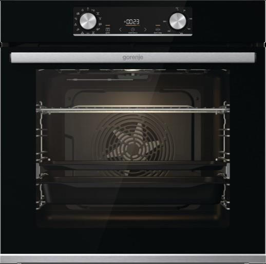 Духова шафа Gorenje електрична, 77л, A+, дисплей, ф-я без додавання жиру, чорний