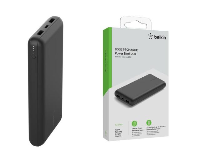 Акумулятор портативний літій-іонний Power Bank Belkin 20000мА·год, 15Вт, 2хUSB-A/USB-C, чорний