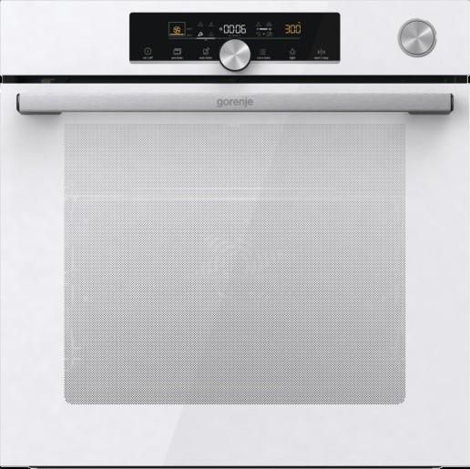 Духова шафа Gorenje електрична, 77л, A+, пара, дисплей, готування на різних рівнях, піроліз, білий