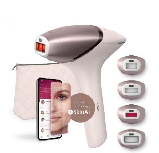 Фотоепілятор Philips Lumea IPL 9900 Series, акумуляторний , кіл-ть спалах.-450000, 2- 4 см2, насадок-4, футляр, рожевий