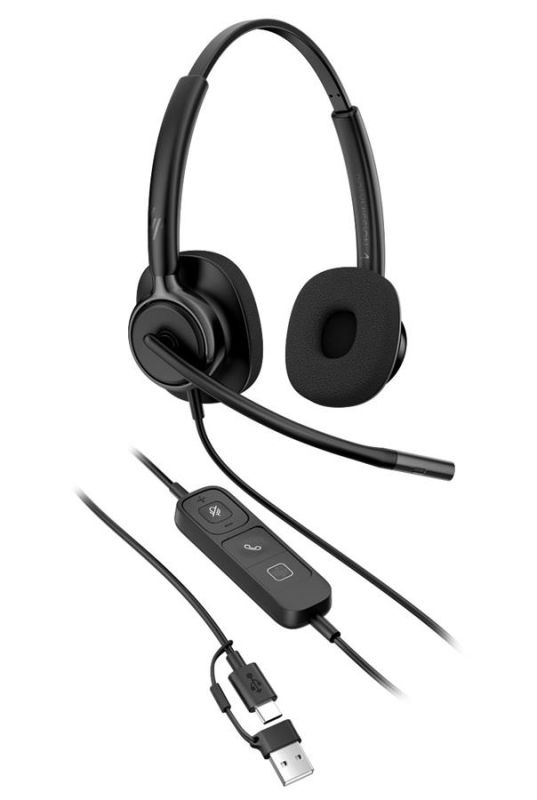 Гарнітура Комп`ютерна стерео On-ear HP Poly Mission 425, USB-A, USB-C, Uni-mic, AI noise cancelling, Cертифікати Teams, Zoom, Google Meet, чорний