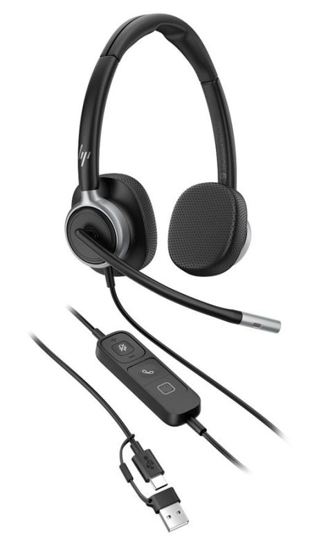 Гарнітура Комп`ютерна стерео On-ear HP Poly Mission 625, USB-A, USB-C, 2 x Uni-mic, AI noise reduction, Teams, Zoom, Google Meet, чорний
