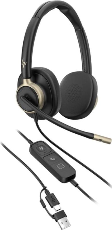 Гарнітура Комп`ютерна стерео On-ear HP Poly Mission 825, USB-A, USB-C, 4 x Uni-mic, ANC, Beamforming, AI noise cancelling, Teams, Zoom, Google Meet, чорний
