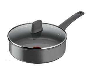 Сотейник з кришкою Tefal Renewal, 24см, алюміній, бакеліт, скло, сірий
