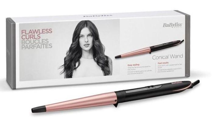 Плойка Babyliss Rose Quartz, конусна, 64Вт, темп.режимів-6, D -13-25mm, 160-210С, кераміка, чорно-рожевий