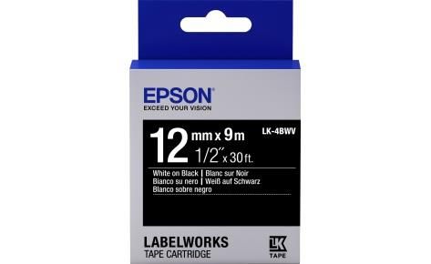Картридж зі стрічкою Epson LK4BWV принтерів LW-300/LW-400/LW-400VP/LW-600P/LW-700/LW-Z710/LW-900P/LW-1000P/LW-Z5000BE Vivid White/Black 12mm/9m