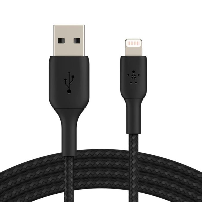 Кабель Belkin USB-A > Lightning заряджання/синхронізації 12Вт, 1м, плетений, чорний