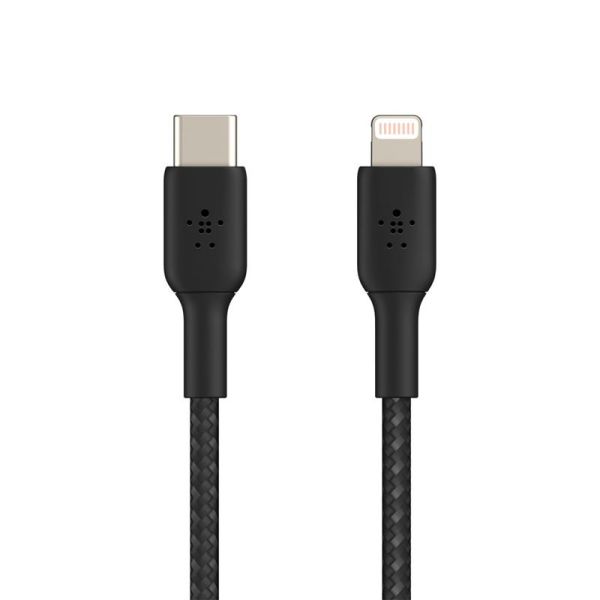 Кабель Belkin USB-C > Lightning заряджання/синхронізації 30Вт PD, 2м, плетений, чорний