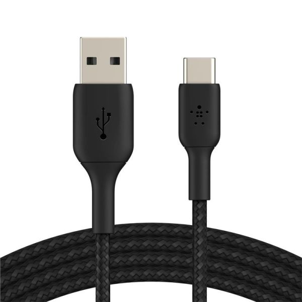 Кабель Belkin USB-A > USB-C заряджання/синхронізації 15Вт, 2м, плетений, чорний