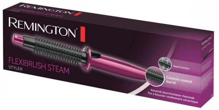 Плойка Remington Mineral Glow, щітка з паром , >300Вт, темп.режимів-1, кераміка, чорно-рожевий