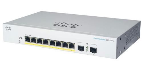Комутатор Cisco CBS220 8хGE, PoE, Ext PS, 2x1G SFP, Smart