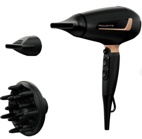 Фен Rowenta Pro Expert, 2200Вт, 3 режими, іоніз-я, дифузор, 2 концентратора, хол. обдув, чорний