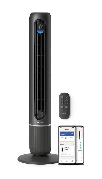 Вентилятор Philips колонний Series 7000, 30Вт, пульп ДУ, режим " Бриз", сенсорний дисплей, таймер, темно-сірий