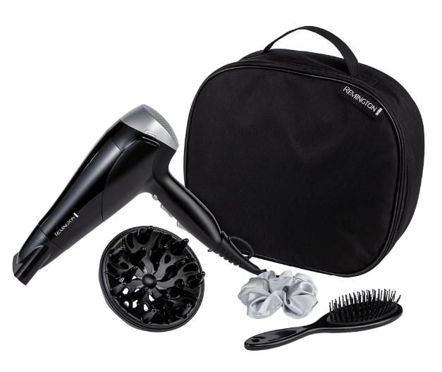 Фен Remington Style Edition, 2200Вт, 3 режими, іоніз-я, хол. обдув, дифузор, гребінець, резинка, кейс, чорно-сірий