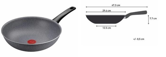 Сковорода ВОК Tefal Hard Stone,28см, алюміній, бакеліт, сірий