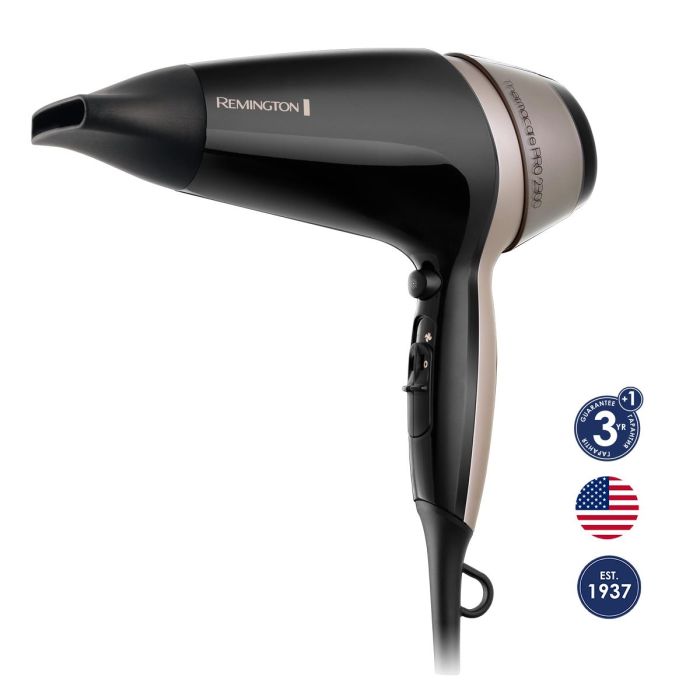 Фен Remington Thermacare Pro, 2100Вт, 3 режими, дифузор,турмалінова  іоніз-я, хол. обдув, чорно-коричневий