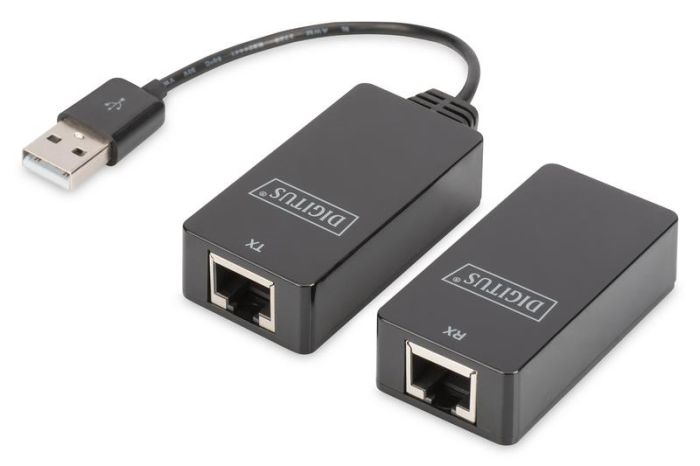 Подовжувач DIGITUS USB, USB1.1, для використання з кабелем Cat5/5e/6 UTP, STP або SFT, до 45 м, чорний