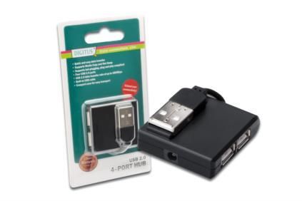 Концентратор DIGITUS USB 2.0, 4 порта, чорний