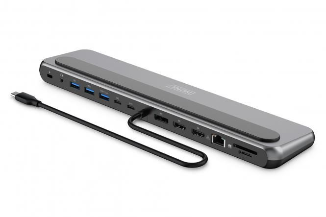 Док-станція DIGITUS USB-C > 2xHDMI/1xDP/3xUSB-A/USB-C/RJ54/PD/Audio