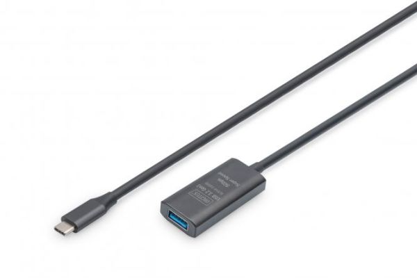 Подовжувач DIGITUS USB 3.2 Gen1 Active Cable 5G, C/M-A/F, 5м, чорний