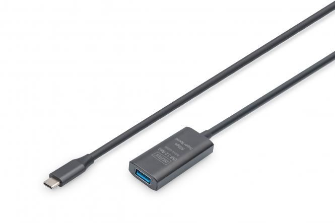 Подовжувач DIGITUS USB 3.2 Gen1 Active Cable 5G, C/M-A/F, 5м, чорний
