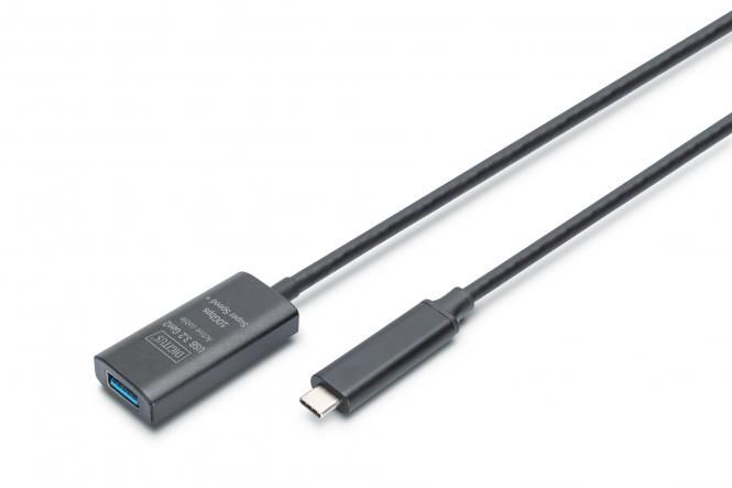 Подовжувач DIGITUS USB 3.2 Gen2 Active Cable 10G, C/M-A/F, 5м, чорний