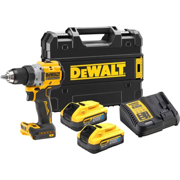 Шурупокрут-дриль акумуляторний DeWALT XR Li-Ion PowerStack 18В 2х5А·год 90Нм 0-650·0-2000об/хв кейс ЗП 1.28кг