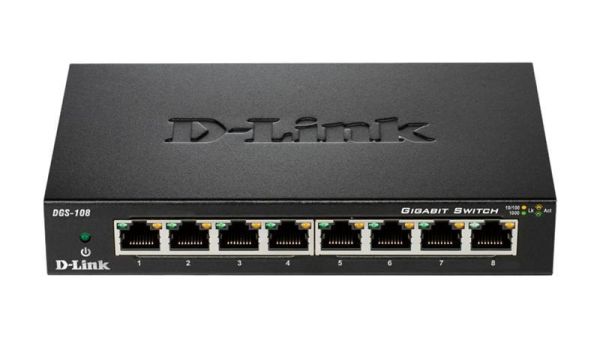 Комутатор D-Link DGS-108 8xGE, Некерований