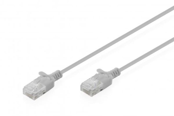 Патч-корд DIGITUS CAT 6 U-UTP Sliim, 0.3 м, AWG 32/7, Cu, LSZH, сірий