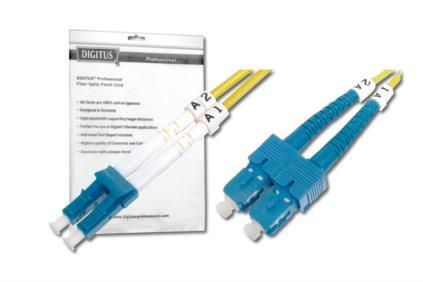Патч-корд волоконно-оптичний DIGITUS LC/UPC-SC/UPC, 9/125, SM, OS2, duplex, 10м