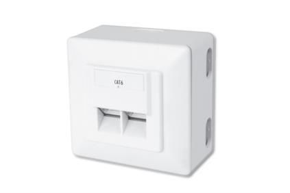 Настінна розетка DIGITUS САТ 6 STP 2xRJ45, 8P8C, для зовнішньої проводки