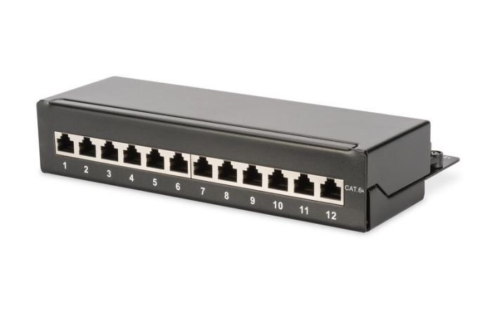 Патч-панель DIGITUS САТ 6A STP, настільна, 12 портів, зібрана, чорна