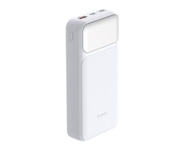 Акумулятор портативний літій-іонний Power Bank D-Link 20000мА*год, 65Вт PD 3.0, QC 3.0, 2xUSB-C, 1xUSB-A з дисплеєм, білий
