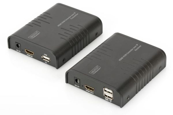 Подовжувач DIGITUS HDMI KVM по IP, комплект, Full HD, 1080p, через мережевий кабель (Cat 5, 5E, 6), 120м