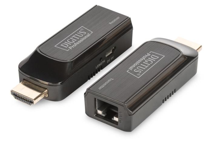 Набір міні-подовжувачів DIGITUS HDMI, Full HD, 1080p 50 м, CAT 6/6A/7, живлення через кабель Micro USB, 50м