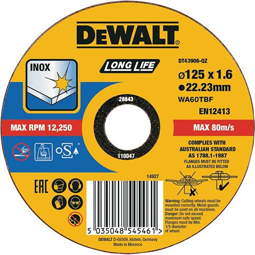 Диск відрізний DeWalt INOX Long Life по металу 125х1.6х22.23мм