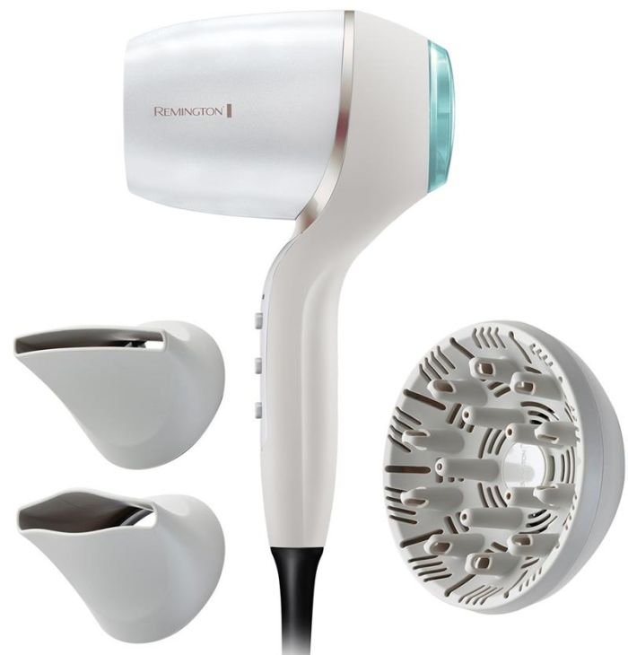 Фен Remington HYDRAluxe PRO, 2200Вт, 3 режими, дифузор, іоніз-я, хол. обдув, білий
