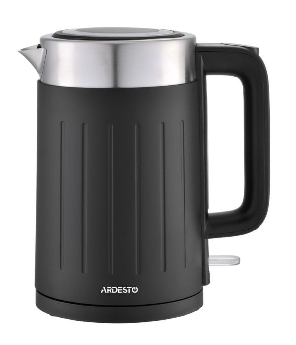 Електрочайник ARDESTO 1.7л, Strix, подвійні стінки, чорний матовий