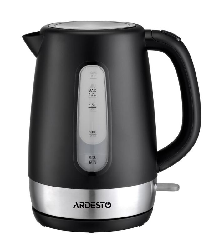 Електрочайник ARDESTO 1.7л, Strix, пластик, чорний матовий