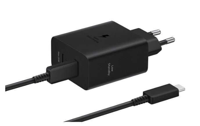 Зарядний пристрій мережевий Samsung 50Вт 2xUSB-С, кабель USB-C > USB-C, 1.8м, чорний