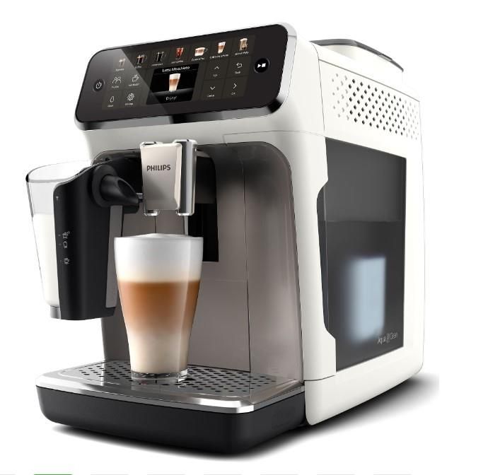 Кавомашина Philips Series 4400 LatteGo, 1.8л, зерно+мелена, автомат.капуч, дисплей, авторецептів -12, біло-срібна