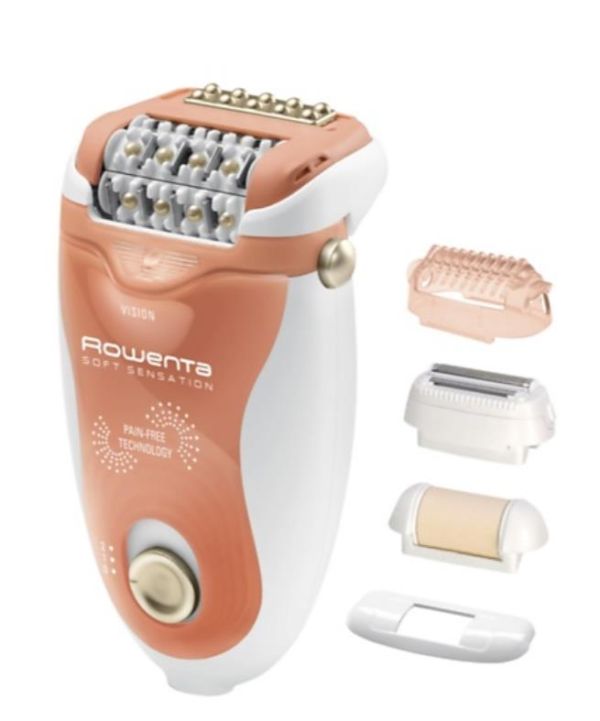 Епілятор Rowenta Soft Sensation пінцетний, від мережі, пінцет.-24, сух., насадок-4, з підсвіткою, біло-рожевий