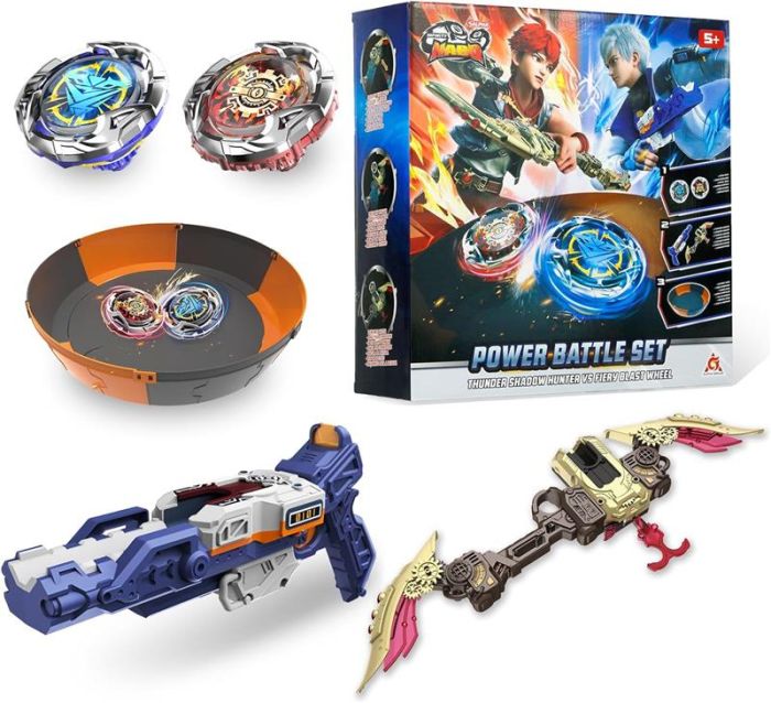Набір Infinity Nado VII Power Battle Set Громовий Мисливець Тіней і Вогняне Колесо Вибуху (Thunder Shadow Hunter vs Fiery Blast Wheel)