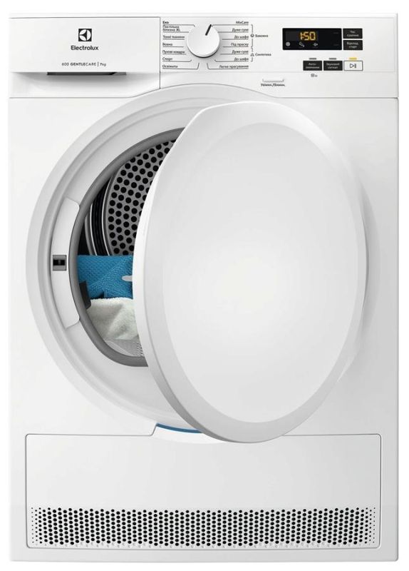Сушильна машина Electrolux тепловий насос, 7кг, A++, 64см, дисплей, білий