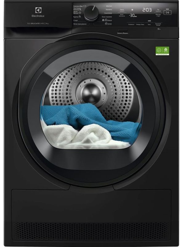 Сушильна машина Electrolux тепловий насос, 9кг, A+++, 64см, дисплей, інвертор, сріблястий темний