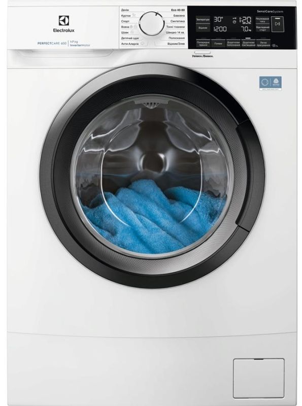 Пральна машина Electrolux фронтальна, 7кг, 1400, A, 48см, дисплей, інвертор, білий