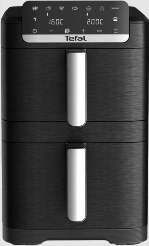 Мультипіч Tefal Easy Fry Crispy Stack, 2700Вт, чаша-6+4л, сенсорне керув., 2 чаши, гриль, пластик, чорний